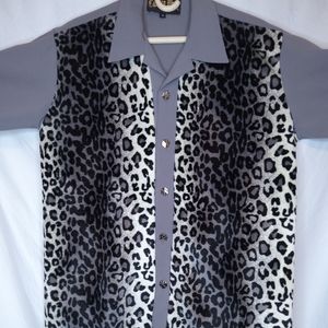 Vintage Casino Wear Rock-A-Billy leopard print button up. MEDIUM